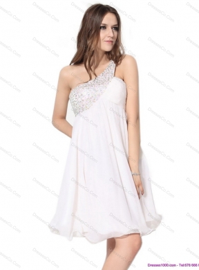Free and Easy One Shoulder Beading Sexy Prom Dress in White