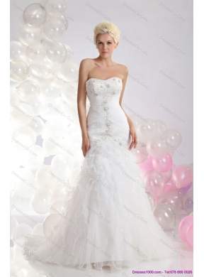 Feminine Wedding Dress with Appliques and Ruffles for