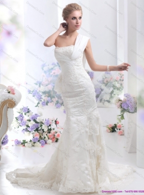 Beautiful Strapless Lace White Wedding Mermaid Dress