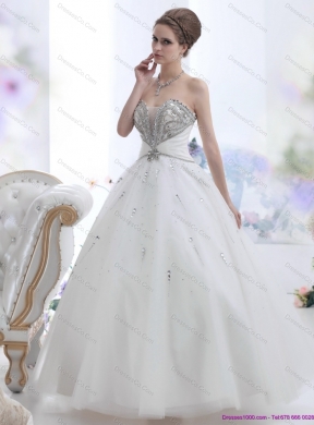 Pretty White Rhinestone Wedding Dress