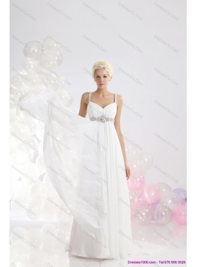 Inexpensive Empire Chiffon Wedding Dress with Beading