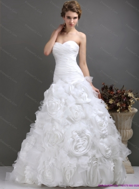 Perfect Maternity Wedding Dress with Ruching and Rolling Flowers