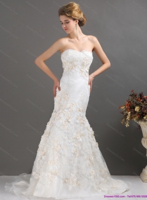 Classical Mermaid Wedding Dress with Beading and Appliques