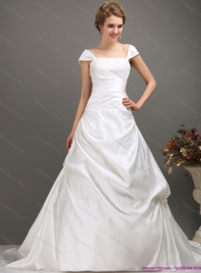 Popular Square Lace Maternity Wedding Dress with Floor length