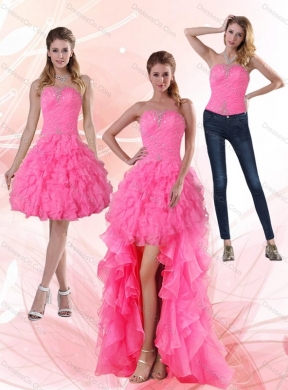 Most Popular Strapless Detachable Prom Dreses with Beading and Ruffled Layers