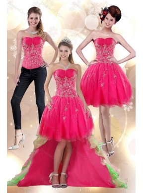 Discount High Low Appliques Strapless Detachable Prom Dress