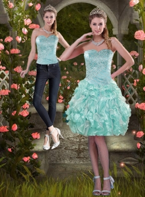 Classical Strapless Detachable Prom Dress with Beading and Ruffles