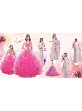 Beading and Ruffles Ball Gown Quinceanera Dress and Long Dama Dressand Beading and Ruffles Little Girl Dress