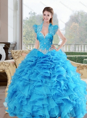Beautiful Beading and Ruffles Quinceanera Dress in Baby Blue
