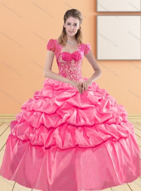 Delicate Quinceanera Dress with Appliques and Pick Ups