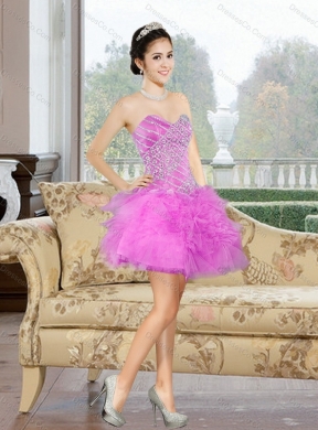 Discount Mini Length Prom Dress with Appliques and Ruffles