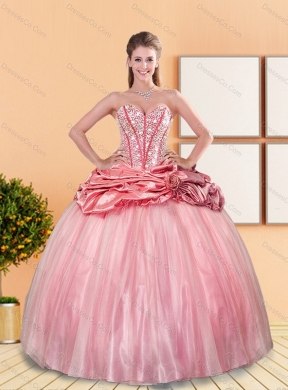 Classic Beading and Pick Ups Quinceanera Dress in Rose Pink