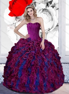 Exquisite Beading and Ruffles Quinceanera Dress in Multi Color