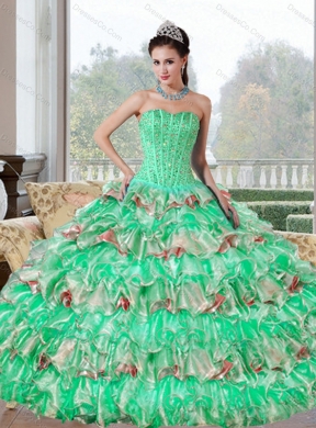 Popular Beading and Ruffled Layers Quinceanera Dress