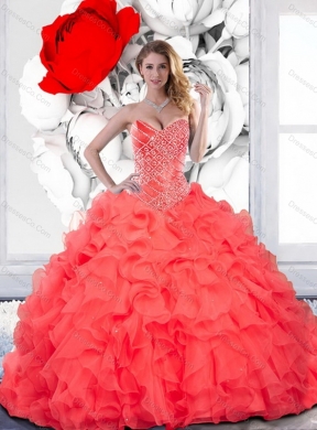 Pretty Beading and Ruffles Quinceanera Dress