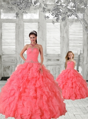 Most Popular Coral Red Princesita Dress with Beading and Ruching for