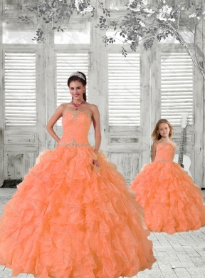 Top Seller Beading and Ruffles Princesita Dress in Orange