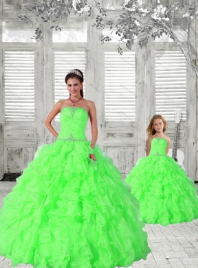 Popular Beading and Ruching Princesita Dress in Green for