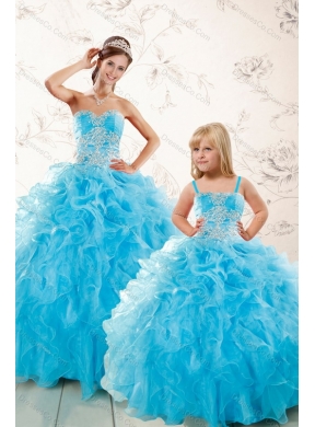 Aqua Blue Ball Gown Beading Princesita Dresses
