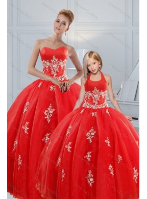 Most Popular Red Puffy Princesita Dress with Appliques