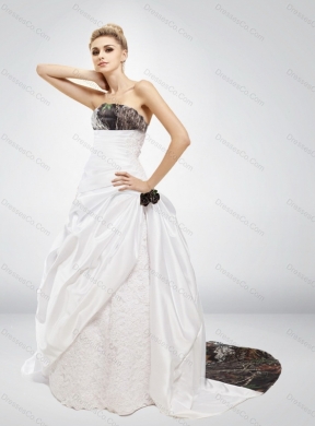 Fashionable Strapless Hand Made Flower Most Popular Wedding Dress in Multi Color