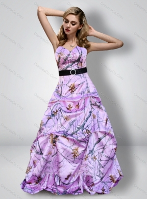 Romantic Camo Prom Dress with Sash for