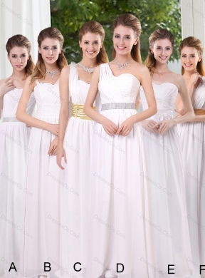 New Style White Ruching Empire Dama Dress Summer