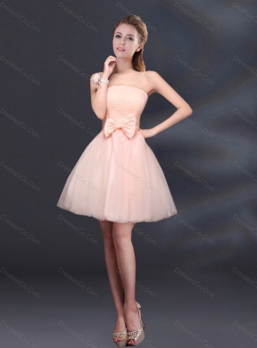 Summer Elegant Bowknot A Line Strapless Dama Dress with Lace Up