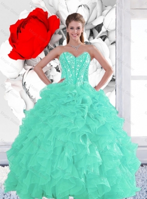 Perfect Appple Green Quinceanera Dress with Beading and Ruffles