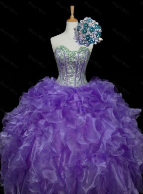 Pretty Purple Quinceanera Dress with Sequins and Ruffles for