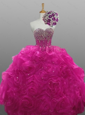 Gorgeous Quinceanera Dress with Beading and Rolling Flowers