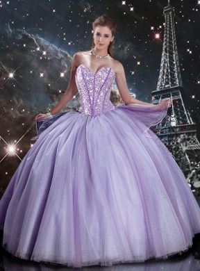 Summer Popular Lavender Tulle Quinceanera Dress with Beading