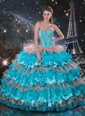 Summer Popular Quinceanera Dress with Beading and Ruffled Layers