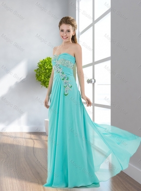 Elegant Empire Floor Length Applique Prom Dress with Beading