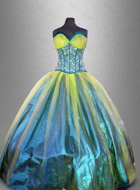 Elegant Multi Color Quinceanera Dress with Beading