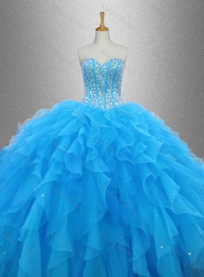 Latest Beaded Organza Quinceanera Dress with Ruffles