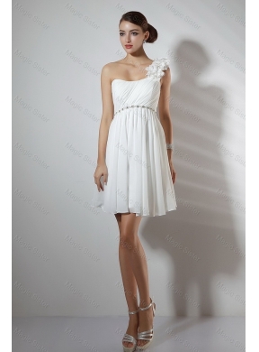 Elegant Empire One Shoulder Short Prom Dress in White