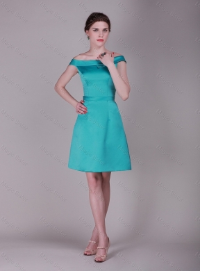 Elegant Off the Shoulder Belt Short Prom Dress in Turquoise