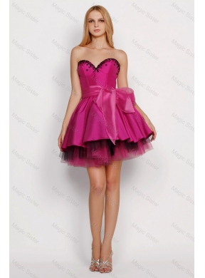 Modest A Line Prom Dress with Sashes in Fuchsia