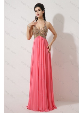 Cheap Lovely Beautiful Gorgeous Halter Top Brush Train Prom Dress in Watermelon Red