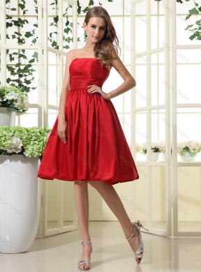 Comfortable Ruching and Pleats Short Prom Dress in Red for