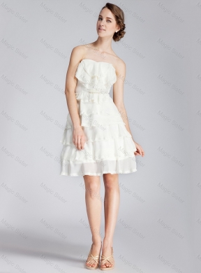 Popular Strapless Short Prom Dress with Ruffled Layers