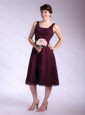 Gorgeous Exclusive New Style Affordable Square A Line Brown Prom Dress with Ruching for