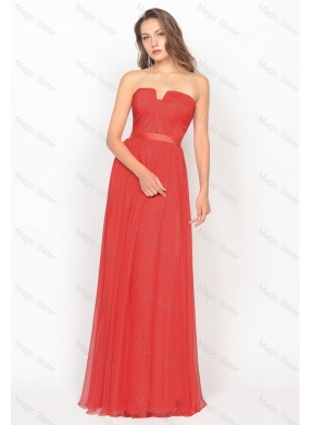 Perfect Pretty New Style Beautiful Strapless Belt and Ruched Prom Dress in Red