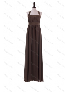Custom Made Halter Top Brown Prom Dress Brown