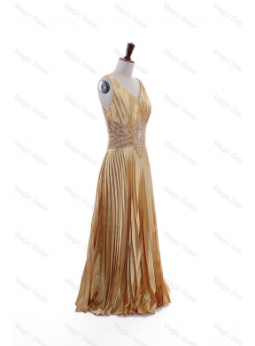 Custom Made Empire V Neck Prom Dress with Beading