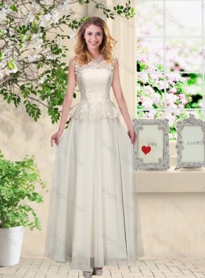 Perfect Champagne Bridesmaid Dress with Appliques and Lace