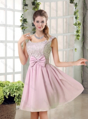 Custom Made A Line Straps Bridesmaid Dress with Bowknot