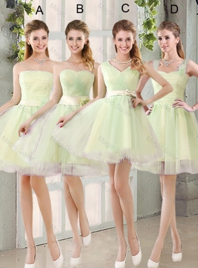 Custom Made Mini Length Bridesmaid Dress in Yellow Green