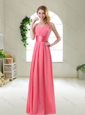 Cheap Watermelon Red PromDress with One Shoulder